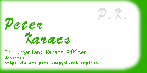 peter karacs business card